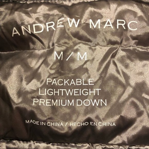 Andrew Marc Black Packable Down Puffer Jacket Size Medium Like New - Picture 6 of 12